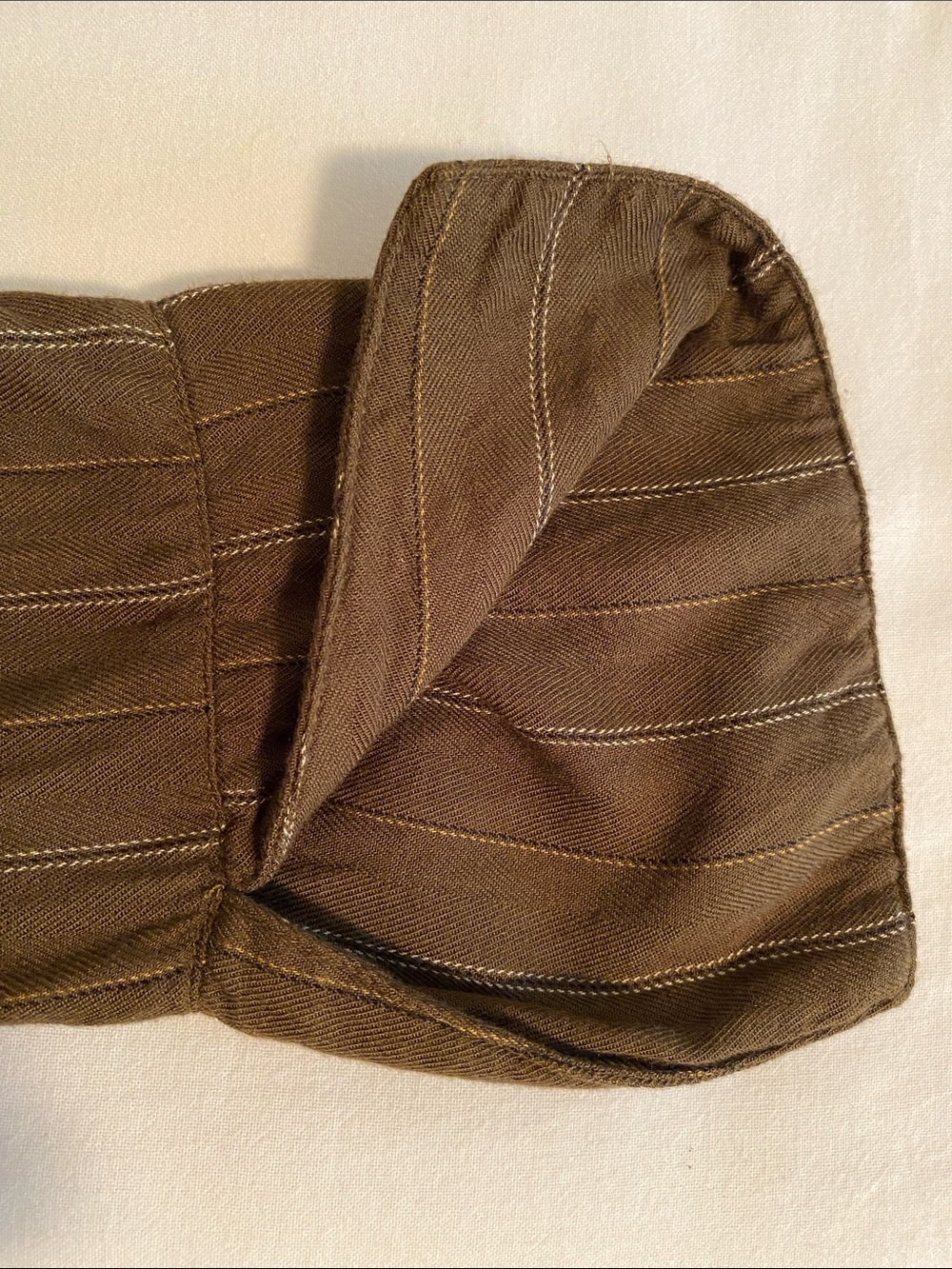 Free People Button Shoulder Long sleeve Blouse Olive Green Pinstripe Peplum Back - Picture 9 of 14
